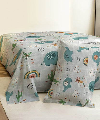 Dino Garden Kids Flat Bedsheet With Pillow Covers