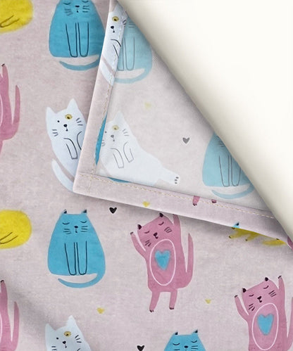 Cute Meow Kids Flat Bedsheet With Pillow Covers