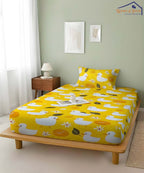 Yellow Duckie Kids Single Bedsheet With 1 Pillow Cover