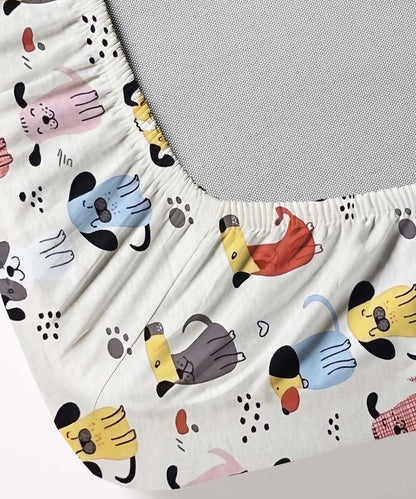 Puppy Pop Kids Fitted Bedsheet With Pillow Cover