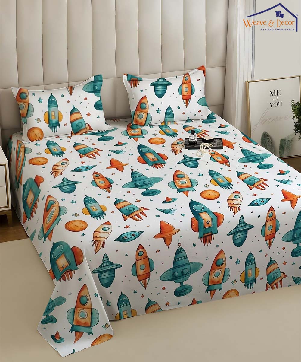space theme kids bedsheet 