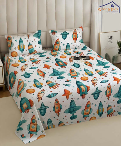 space theme kids bedsheet 