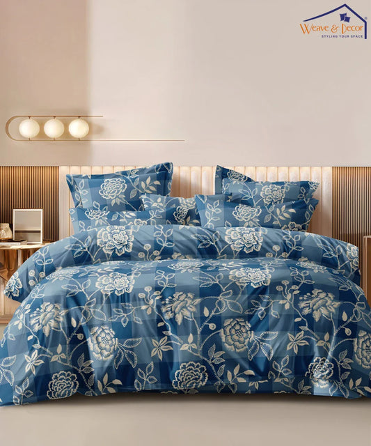 Indigo Garden Flat Bedsheet With Pillow Covers