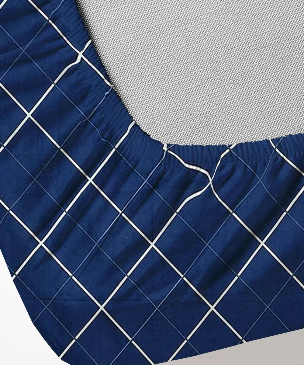 blue checks double bedsheet 