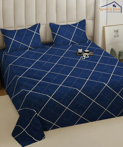 blue checks double bedsheet 