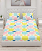 Hexa Geometric Flat Double Bedsheet With 2 Pillow Covers