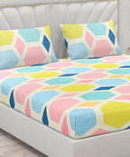 Hexa Geometric Flat Double Bedsheet With 2 Pillow Covers