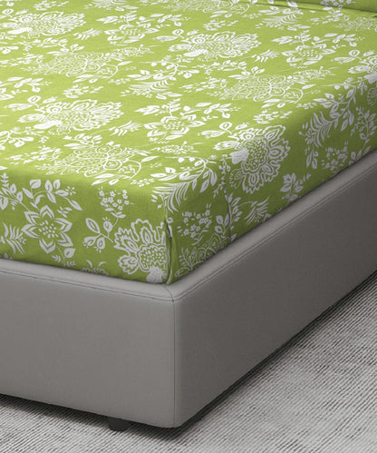 green floral bedsheet 