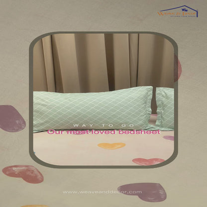 Rainbow Heartbeats King Size Bedsheet With 2 Pillow Cover