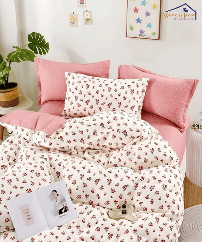 Berry Blush Flat Double Bedsheet With 2 Pillow Covers