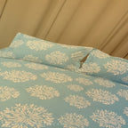 Blue Dandelion Floral Flat Double Bedsheet With 2 Pillow Covers