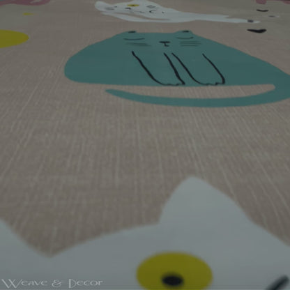 Cute Meow Kids Bedsheet With Pillow Covers