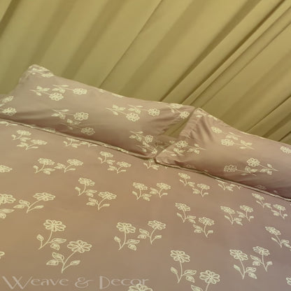 Lilac Garden  Flat Double Bedsheet With 2 Pillow Covers