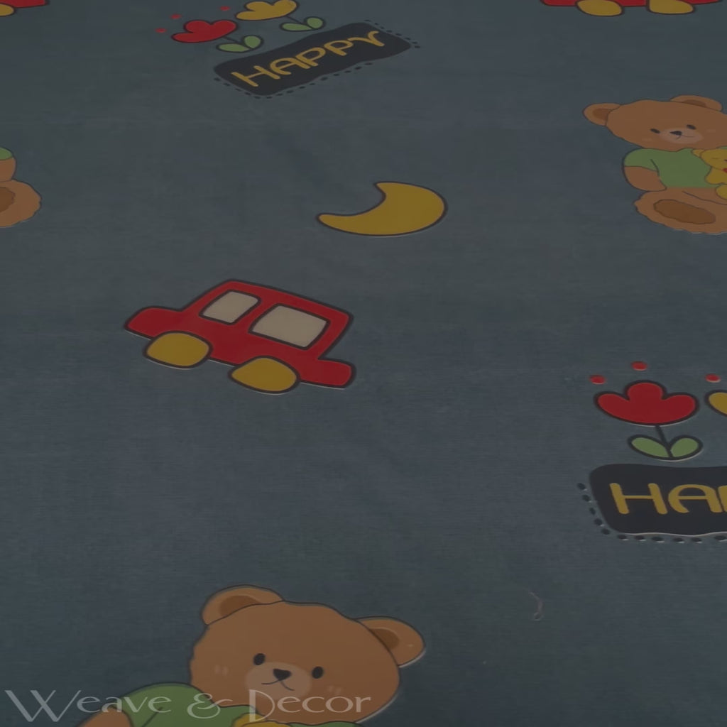 Happy Teddy Kids Flat Double Bedsheet With 2 Pillow Covers