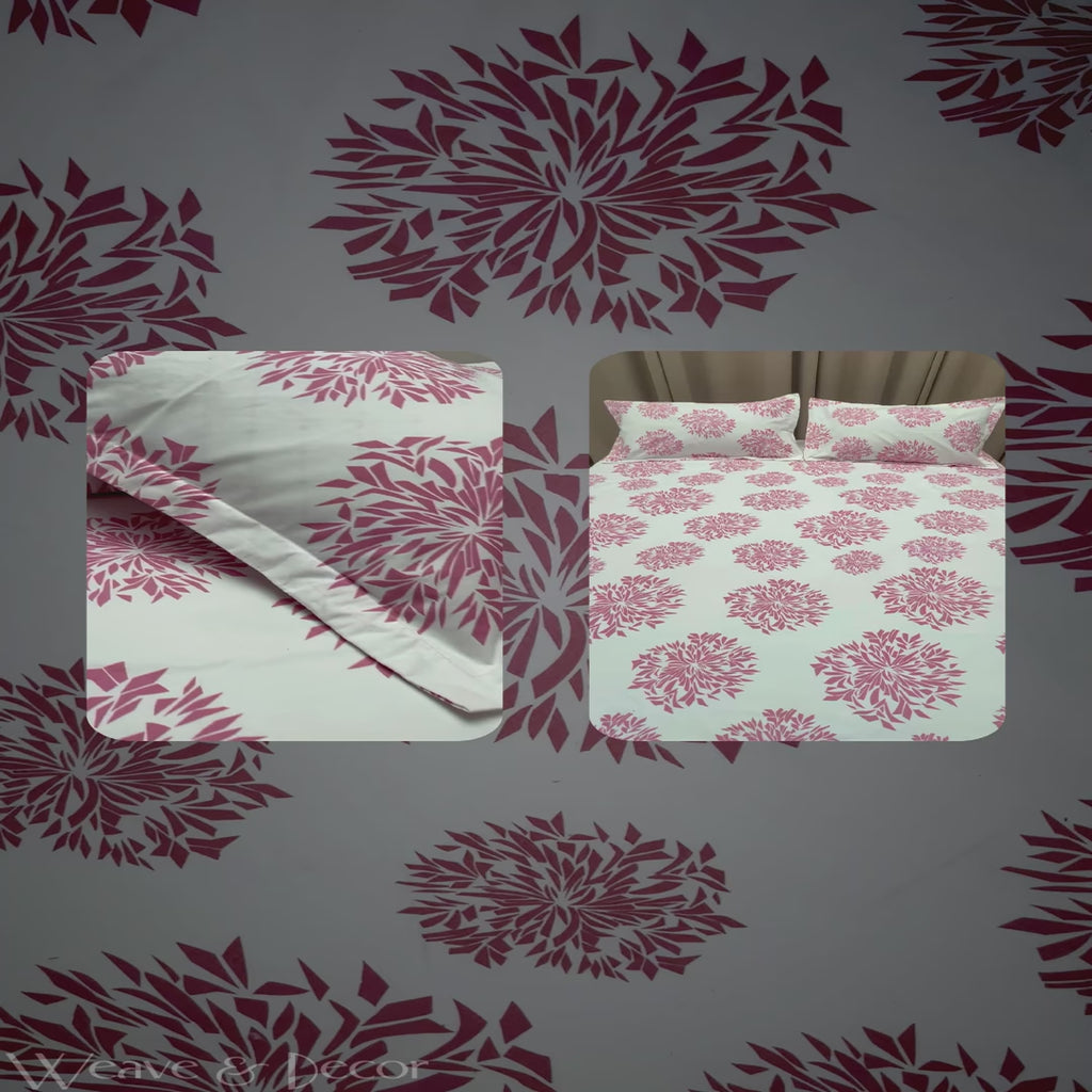 Soft Bloom Floral Flat Double Bedsheet With 2 Pillow Covers