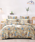 Paisley blossom Flat Double Bedsheet With 2 Pillow Covers