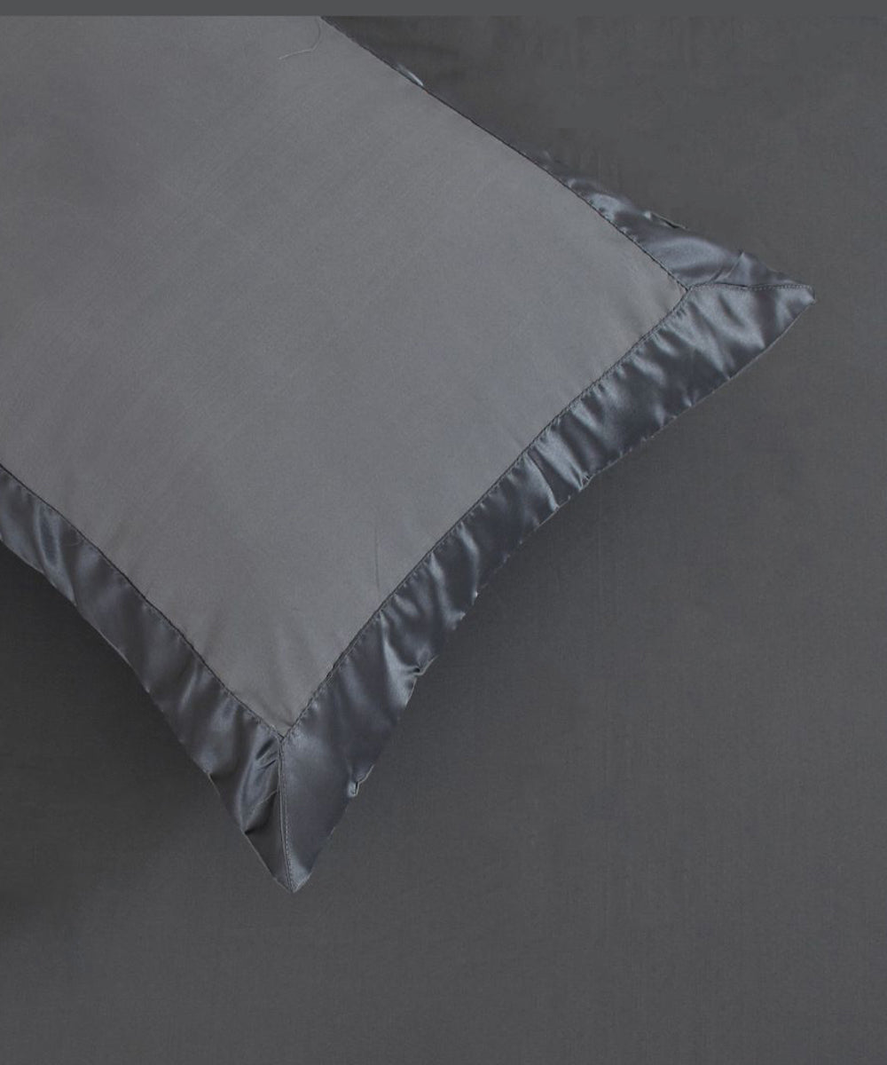 Pastel Grey  Solid Single Fitted Bedsheet With 1 Pillow Cover