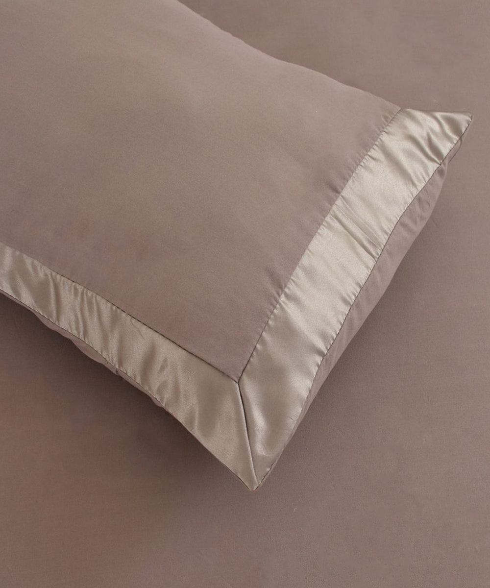 Brown  Silky Soft Satin Comforter Set with Bedsheet & Pillow Covers