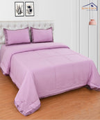 Thistle Pink Solid  Single Fitted Bedsheet With 1 Pillow Cover