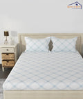 White Check Flat Double Bedsheet With 2 Pillow Covers