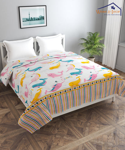 Dolphins Kids Quilt / Blanket / Razai / Duvet Cover