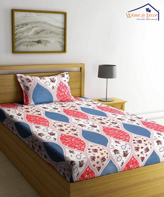 Multi Color Floral Single Bedsheet With 1 Pillow Cover