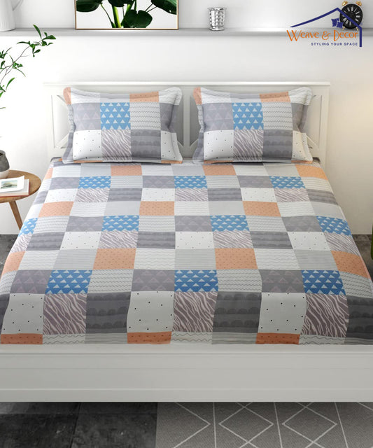 Abstract Double Bedsheet With 2 Pillow Covers