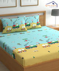 Car Kids Super King Fiited Bedsheet With 2 Pillow Covers