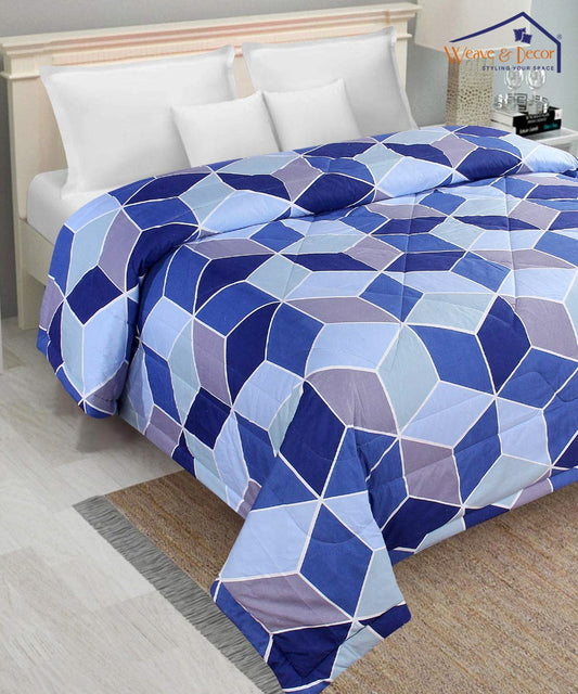 Blue Geometric 350GSM Single Bed Comforter