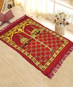 Red Velvet Janamaz Prayer Mat / Rug
