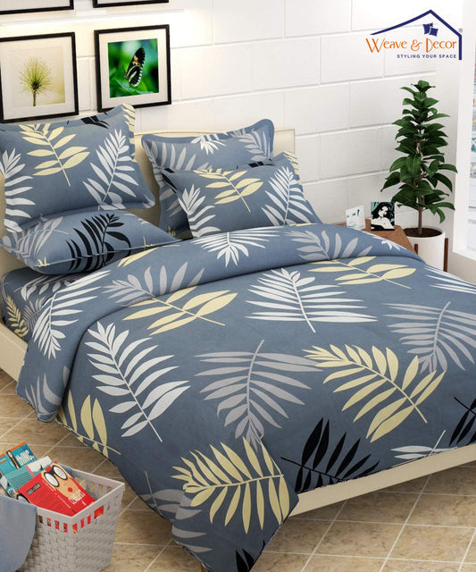Grey Floral Comforter Set with Bedsheet