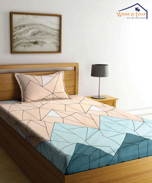 Geometric Single Bedsheet with 1 Pillow Cover