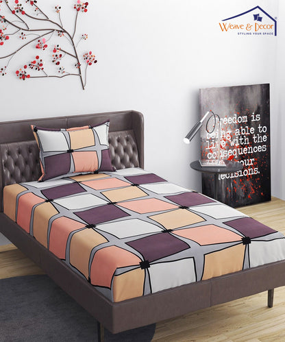 Multi Color Single Bedsheet With 1 Pillow Cover