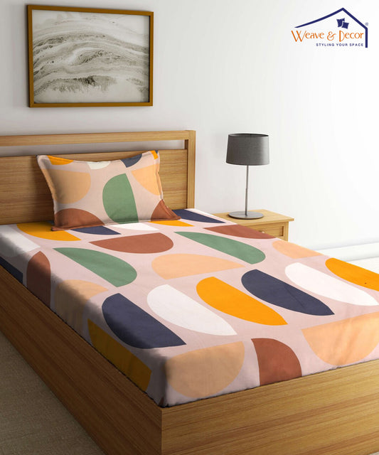 Multi Color Single Bedsheet With 1 Pillow Cover
