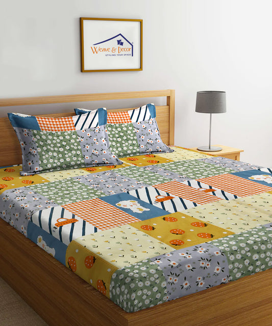 Cute Kids King Fitted Bedsheet With 2 Pillow Covers