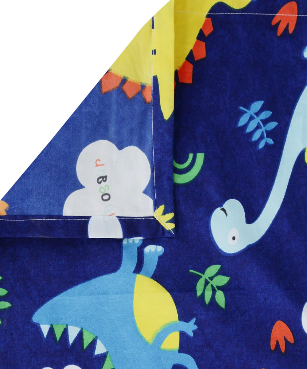 Blue Dinasaur Kids King Size Bedsheet  with 2 Pillow Covers