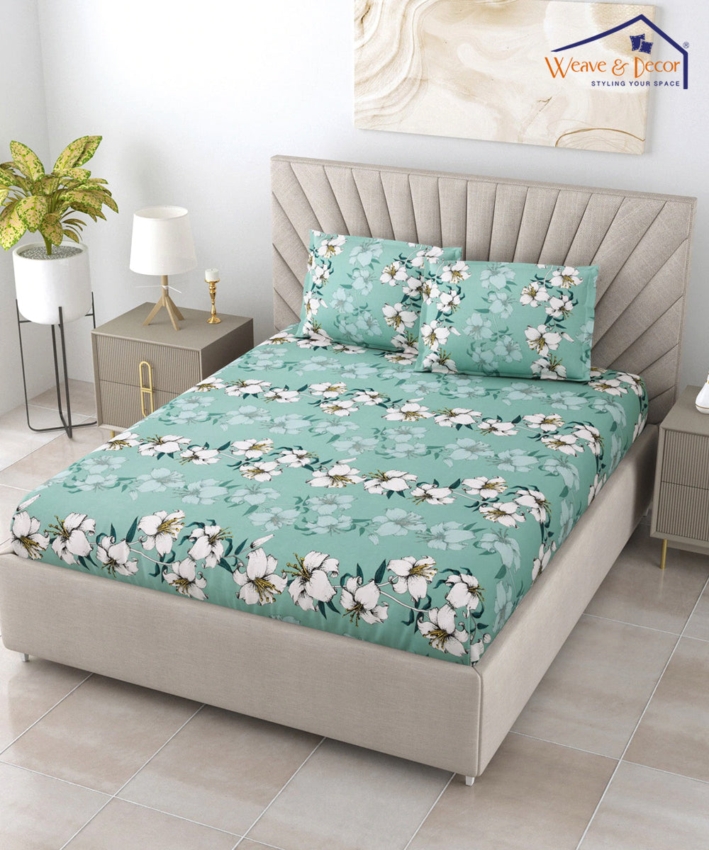 Green Floral Pillow Cover Set of 2