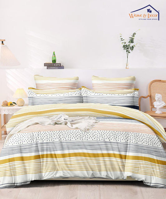 Colored Abstract King Size Bedsheet With 2 Pillow Covers