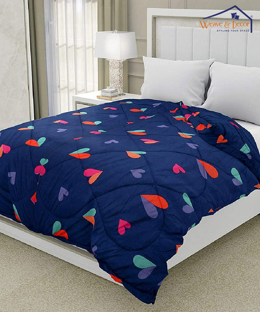 Blue Hearts 350GSM Double Bed Comforter