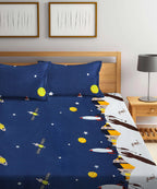 Space Printed King Size Bedsheet with 2 Pillow Covers