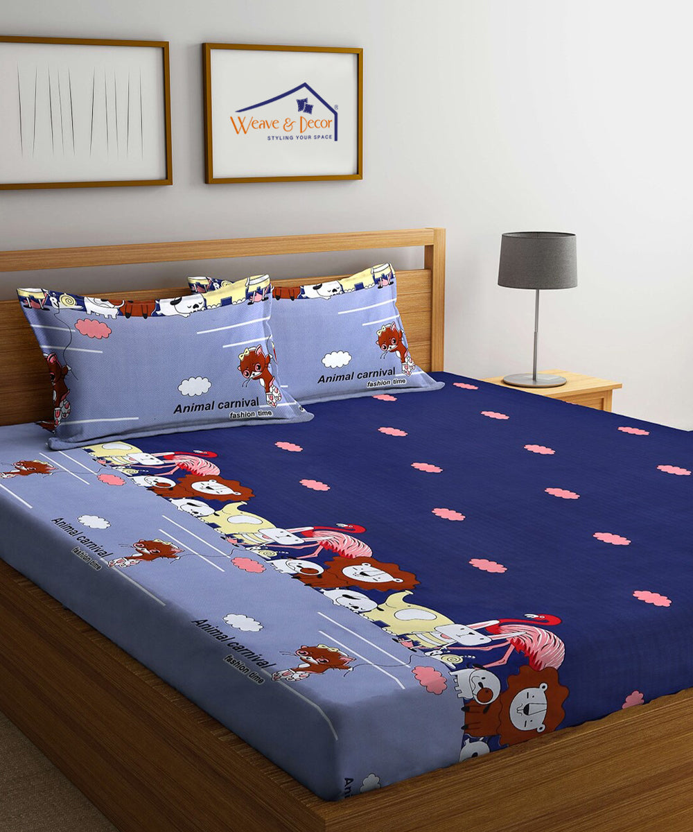 Kids King Size Bedsheet With 2 Pillow Covers