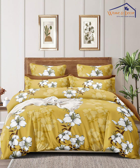 Mustard Floral Comforter Set with Bedsheet