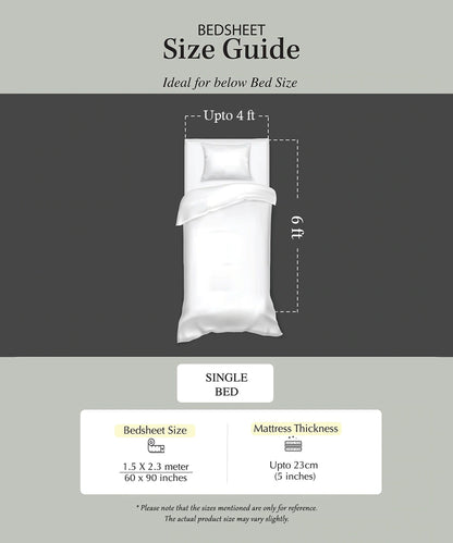 Pastel Light Grey Solid Single Bedsheet With 1 Pillow Cover