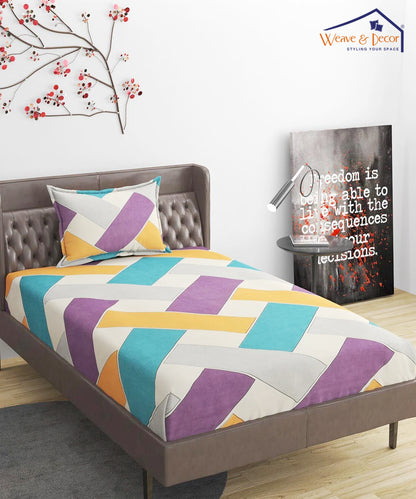 Brown and Green Single Bedsheet With 1 Pillow Cover