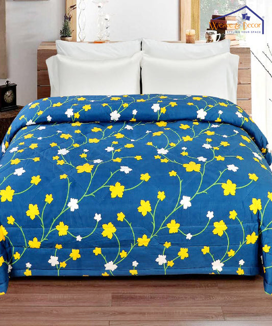 Blue Floral 350GSM Single Bed Comforter