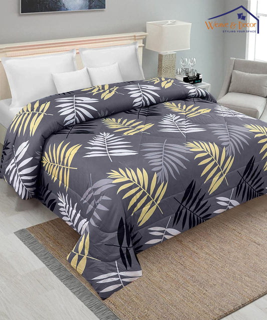 Grey Floral 350GSM Single Bed Comforter