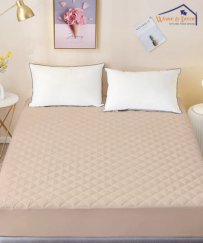 Beige Quilted Waterproof Mattress Protector