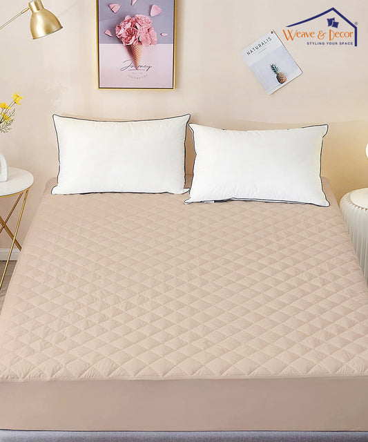 Beige Quilted Waterproof Mattress Protector
