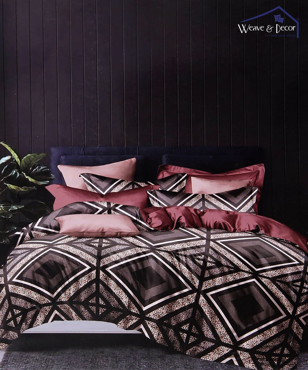Pattern King Size Bedsheet With 2 Pillow Covers