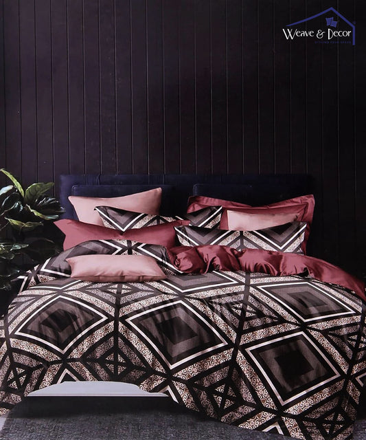 Pattern King Size Bedsheet With 2 Pillow Covers